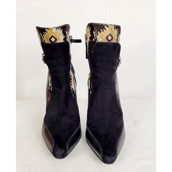 Donald J Pliner black suede pony hair stiletto ankle boot Size 7 Western glam - Picture 8 of 10